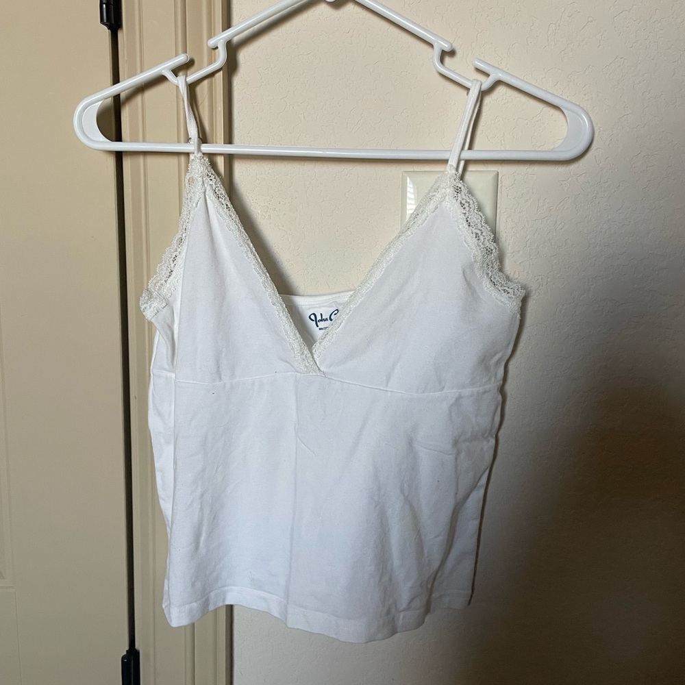 John Galt White lace tank top